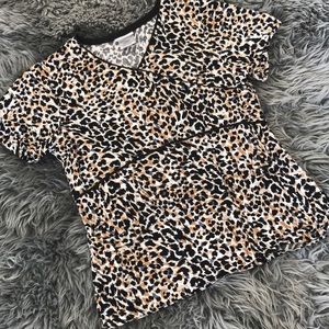 Scrub Top - cheetah XS